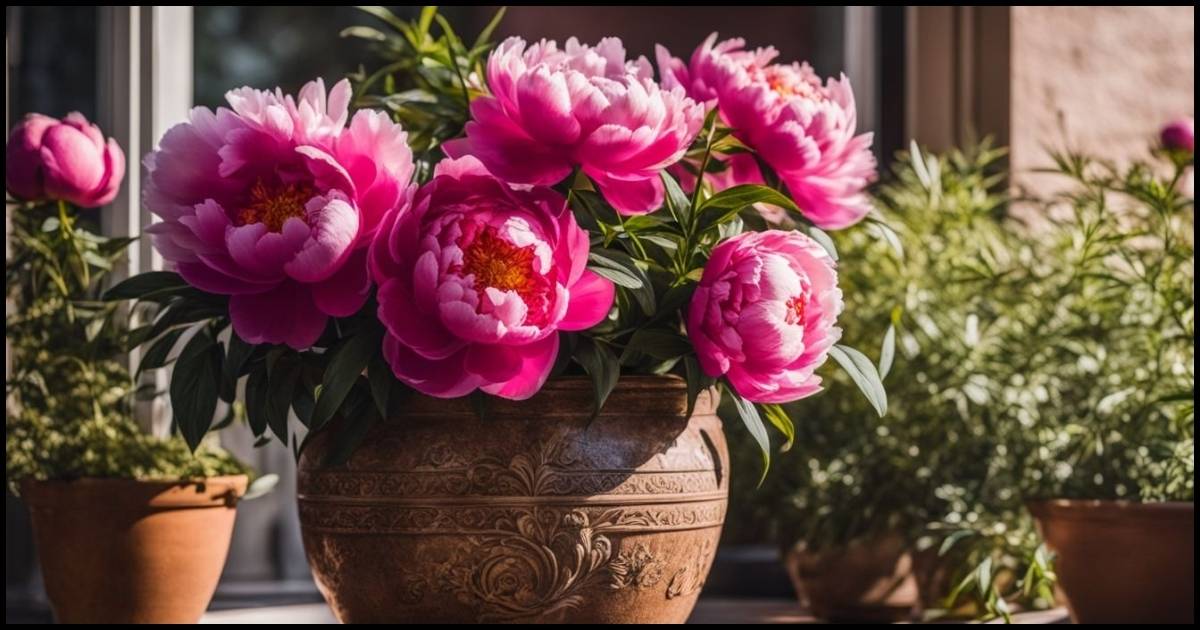 Enjoy the blooms of your potted peonies
